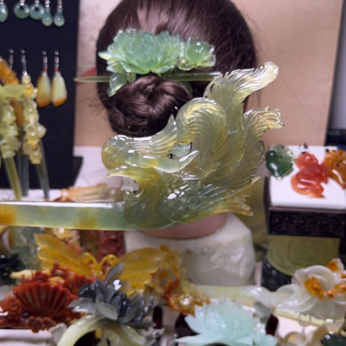 【闪购商品】合金蛇纹石玉发饰