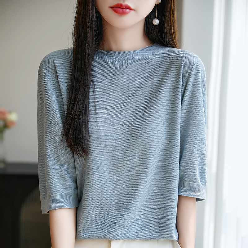 桂花针五分袖凉感夏季上衣BT8006