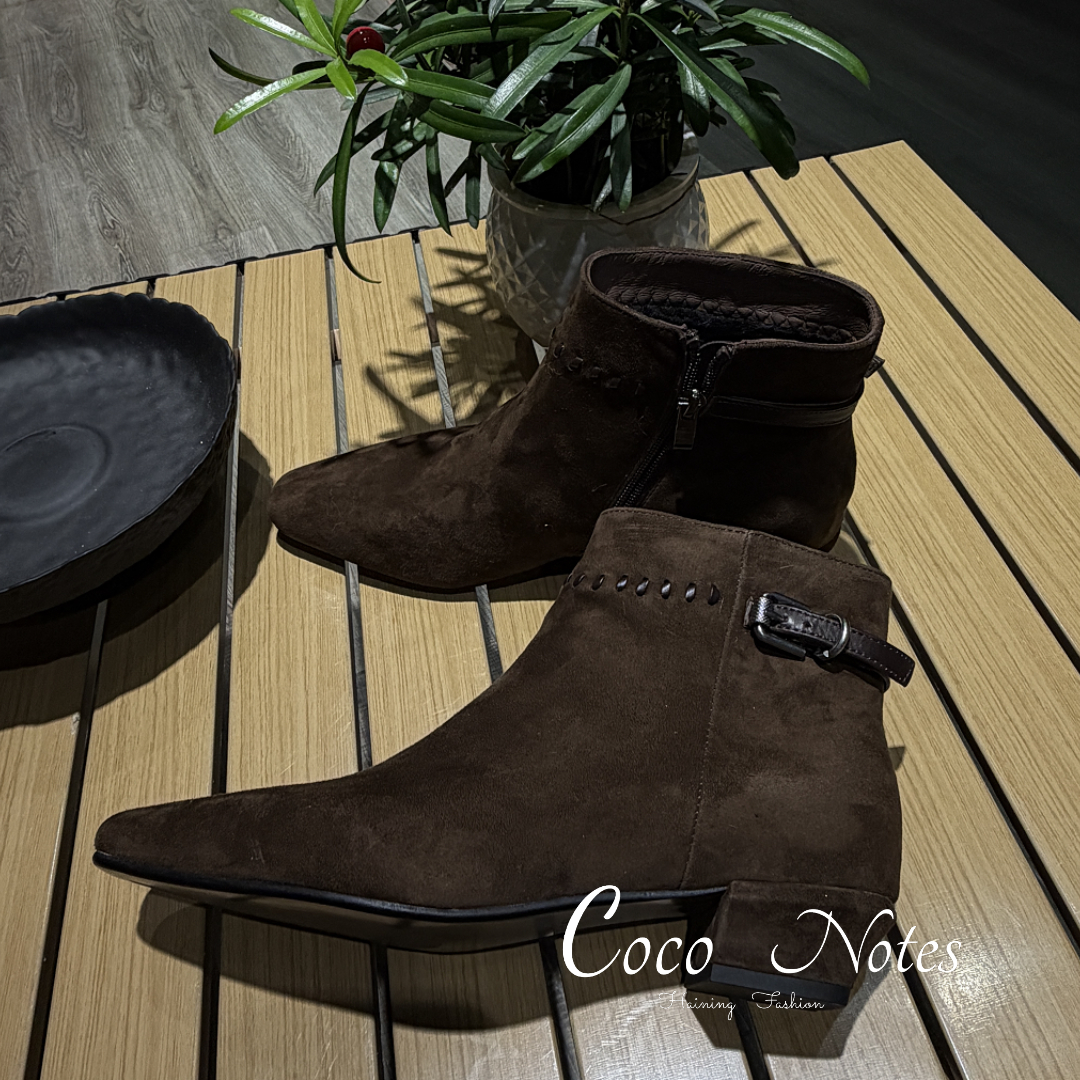 COCO NOTES TD2578真皮复古踝靴低跟方头软底时尚靴子