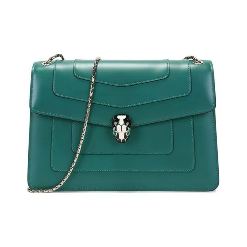 95新 BVLGARI/宝格丽 蛇头包 大号 祖母绿标/JW0355