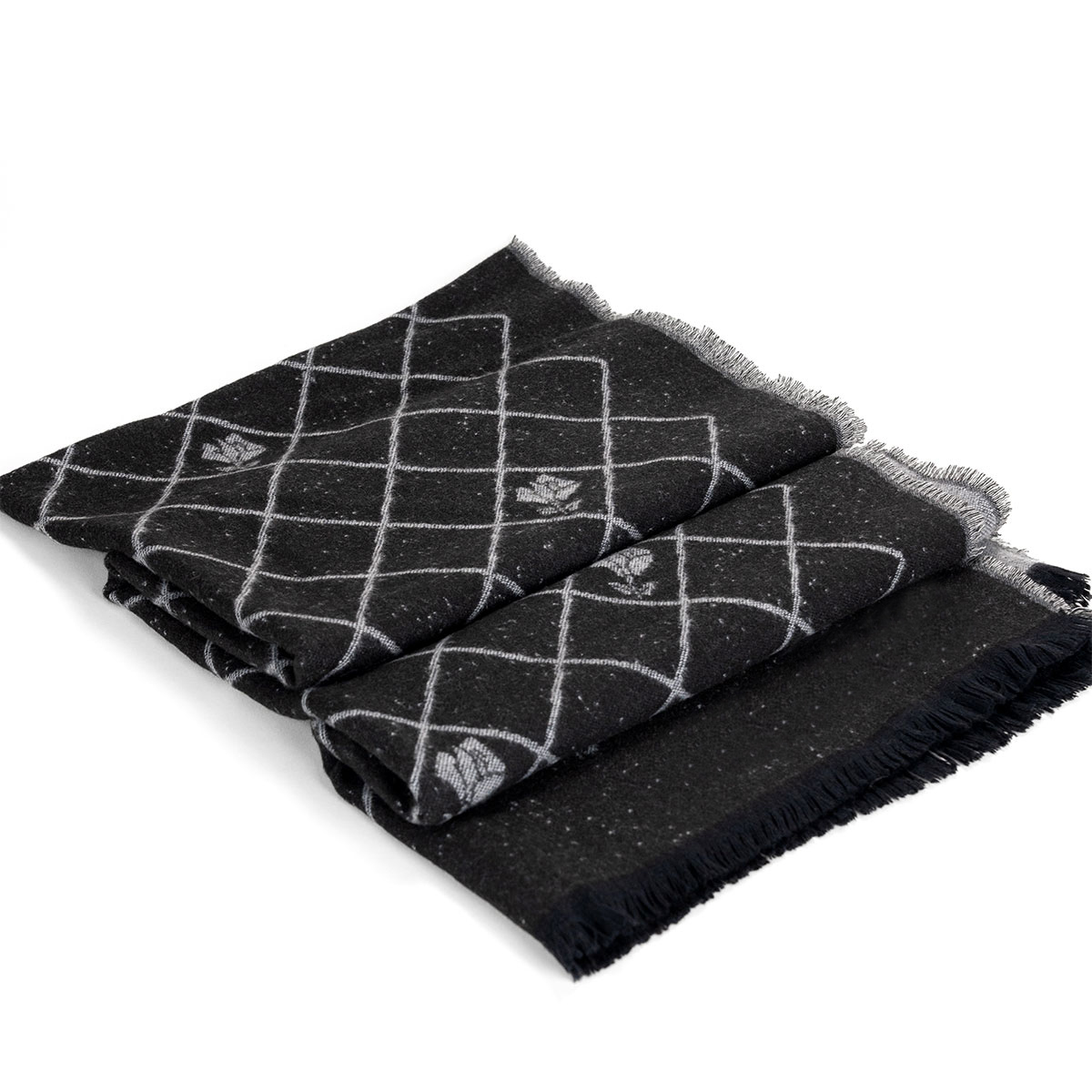 高奢黑灰羊毛围巾WJ01