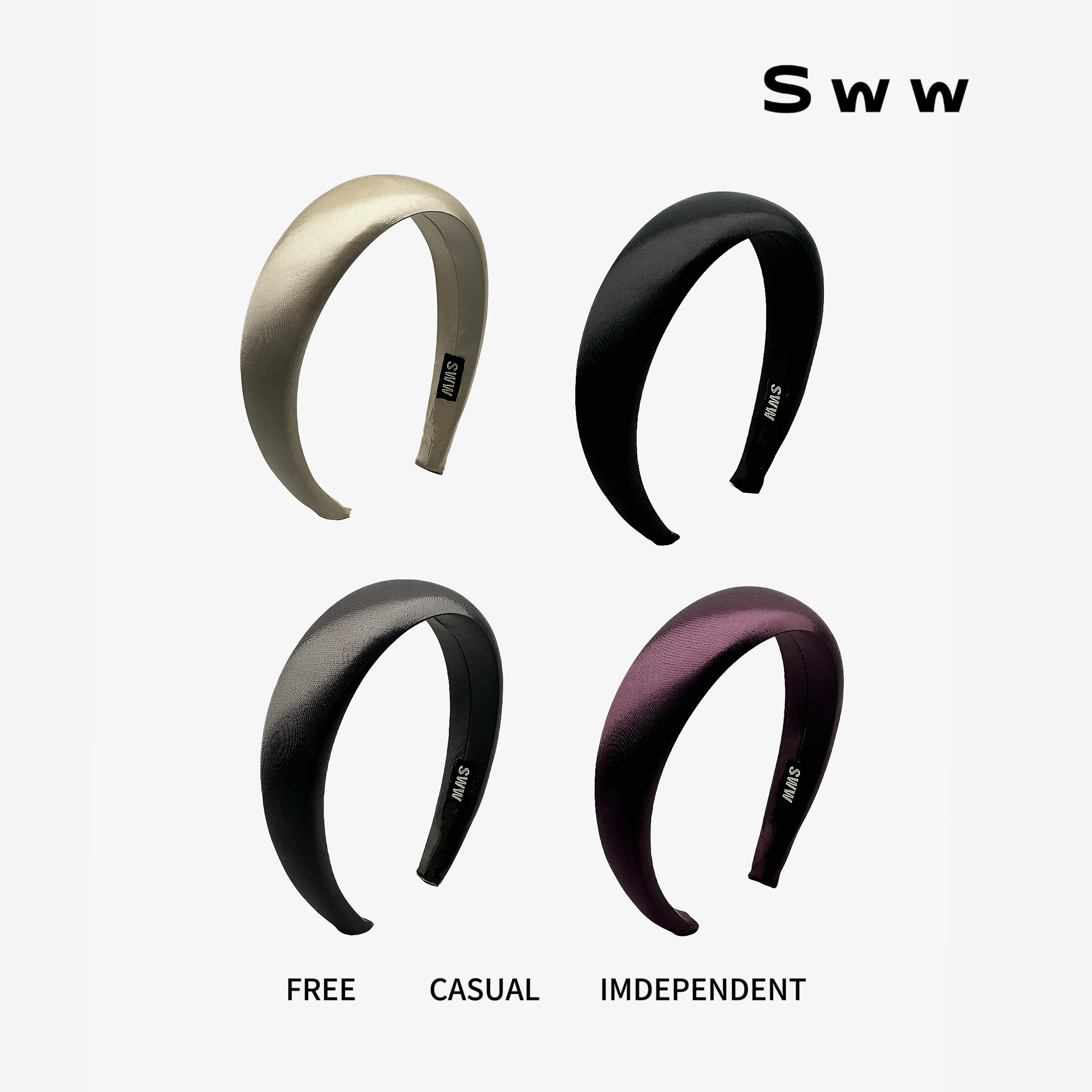SWW高级感缎面光泽感填充发箍高颅顶简约宽边显脸小发箍