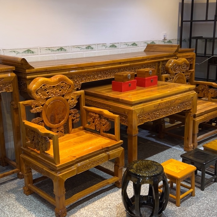 竹和**胜金丝楠木中堂6件套