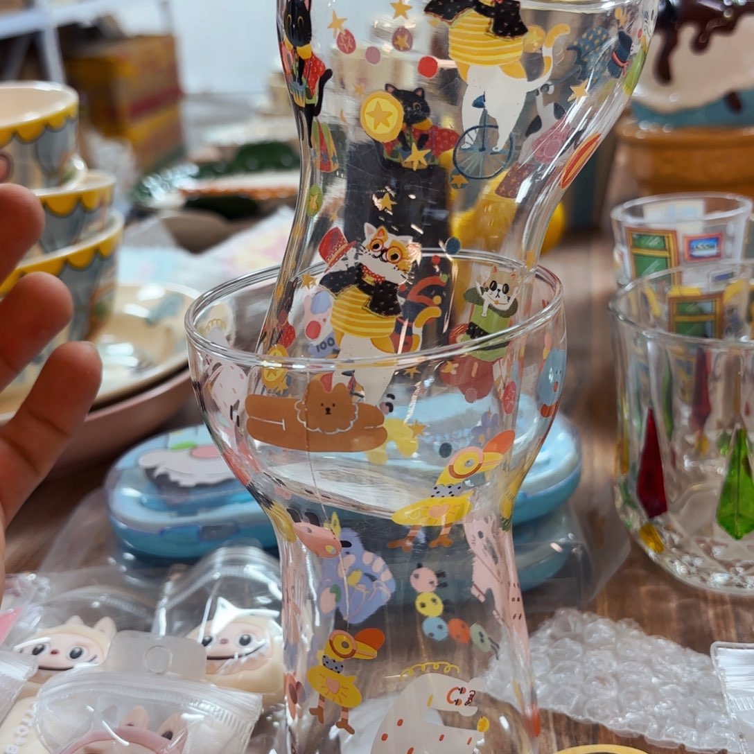 白瓷高硼硅玻璃火炬杯两只