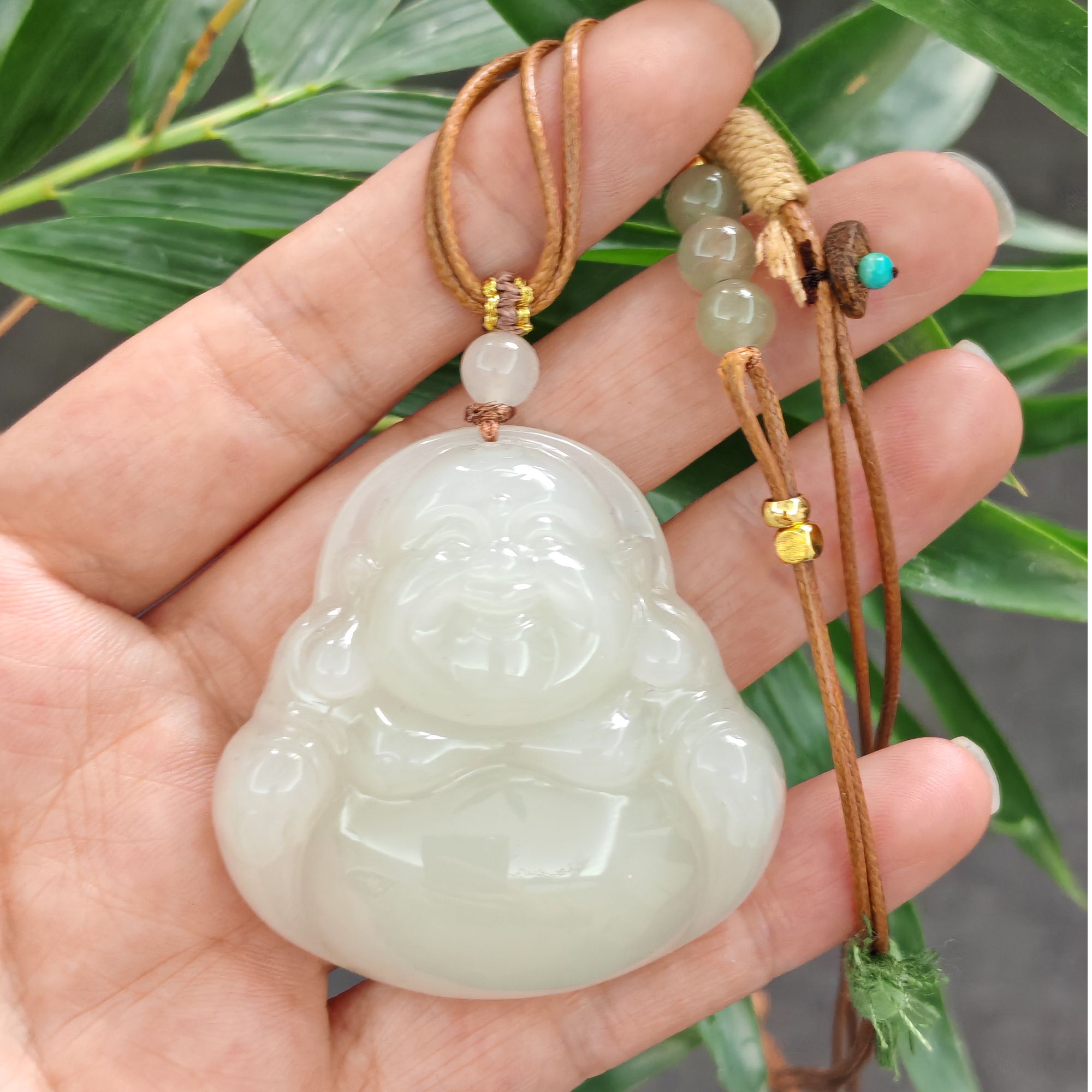和田玉白玉佛公吊坠