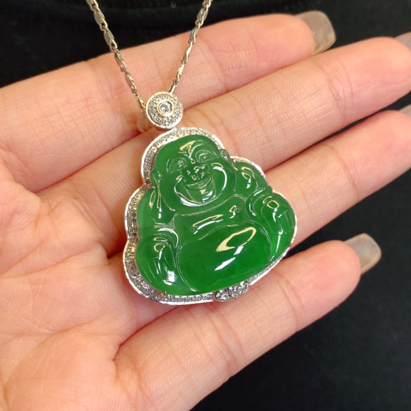 【闪购商品】翡翠18K金镶嵌吊坠(赠链)佛公