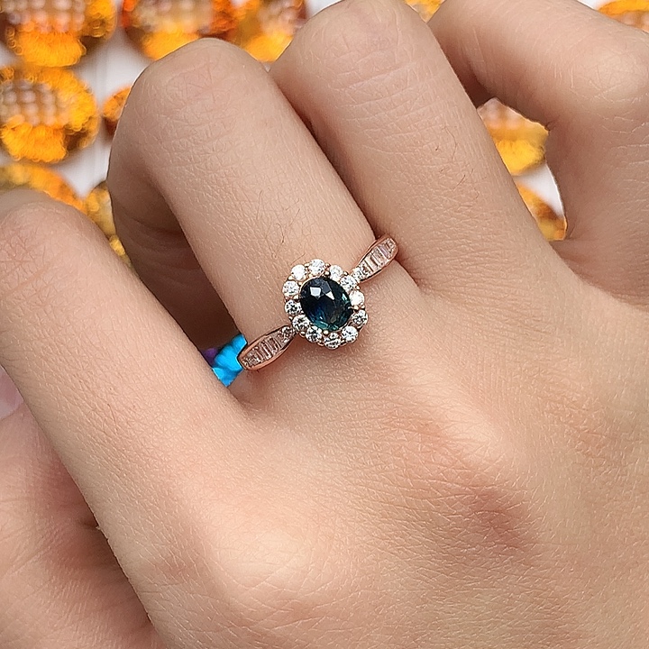 蓝宝石戒指银S925镶嵌