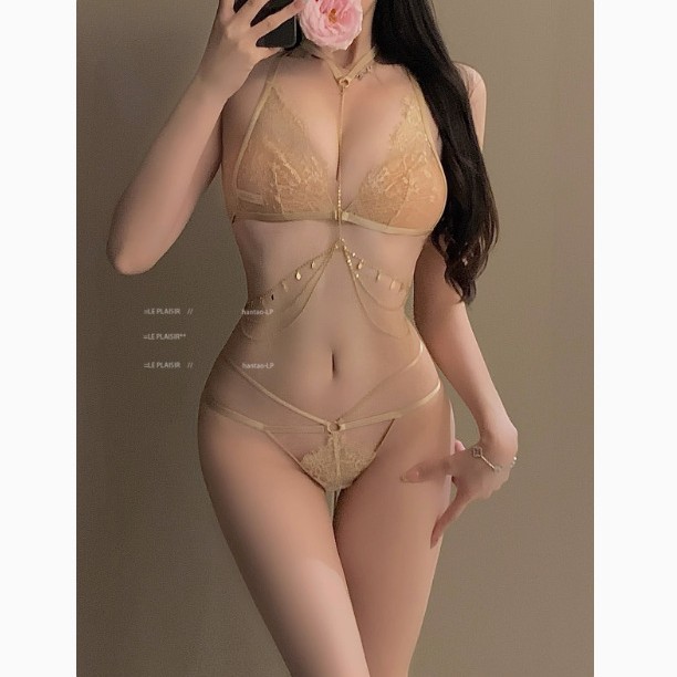 觅心垂链蕾丝睡衣三点式性感纯欲臀