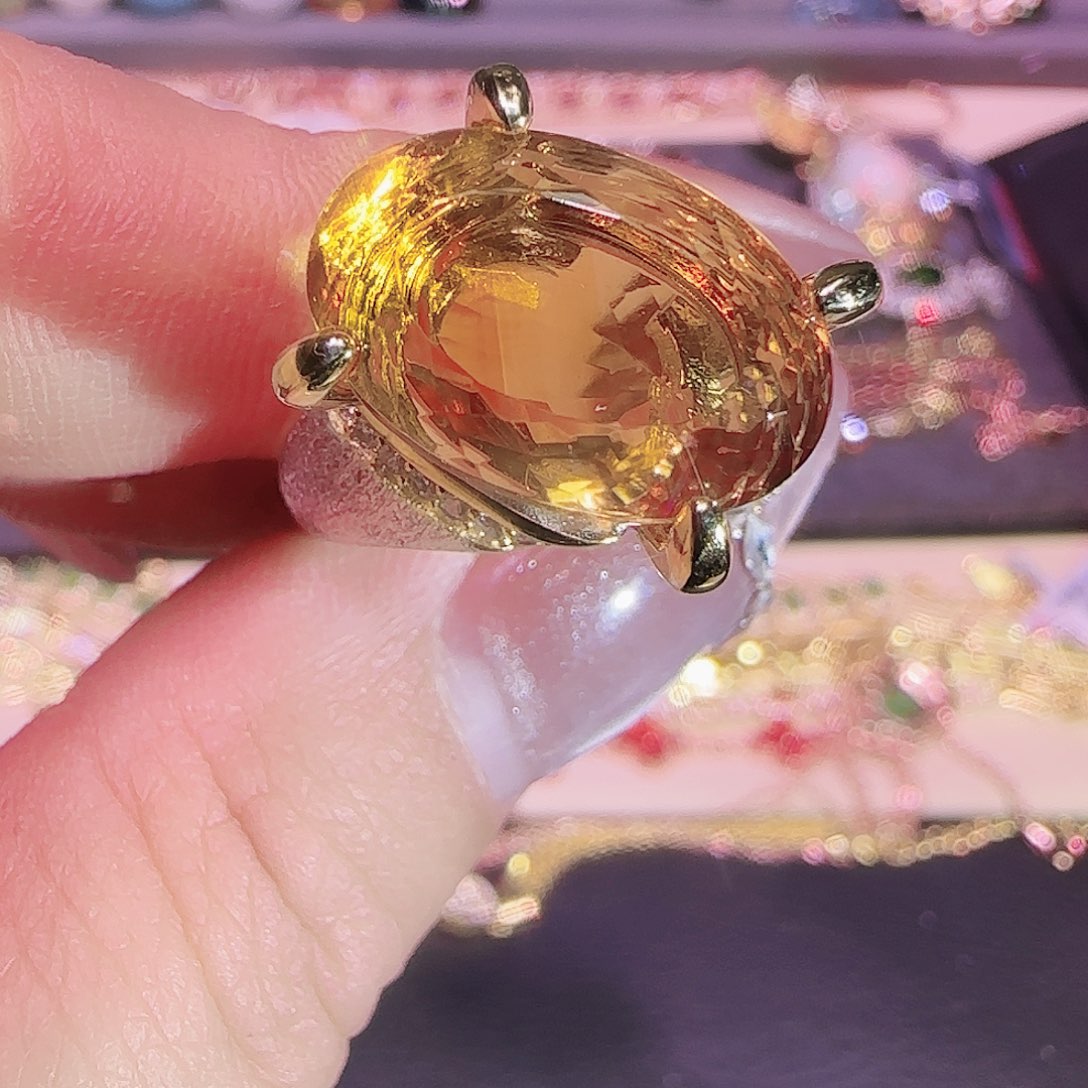 黄晶黄水晶银S925镶嵌