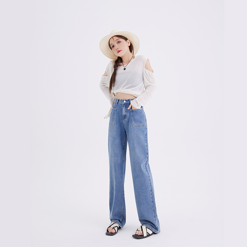 【C】微胖MM显瘦直筒前口袋牛仔裤   9757