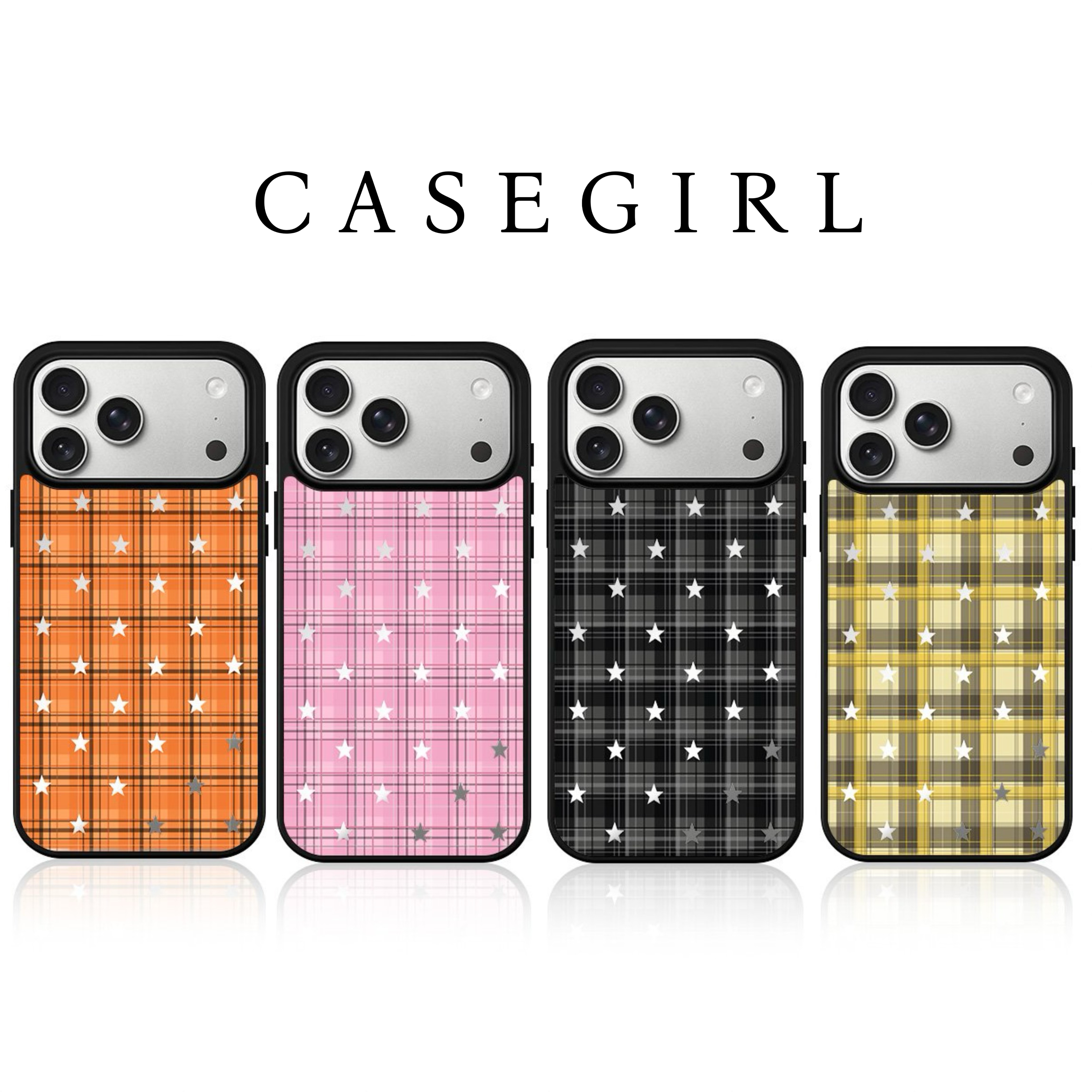 格纹星星适用苹果17镜面手机壳iPhone16华为mate70荣耀400小米17