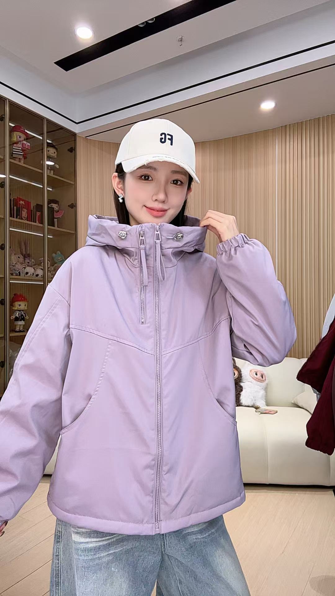 加棉加厚2025新款秋冬季连帽短款冲锋衣宽松百搭夹克上衣外套女款