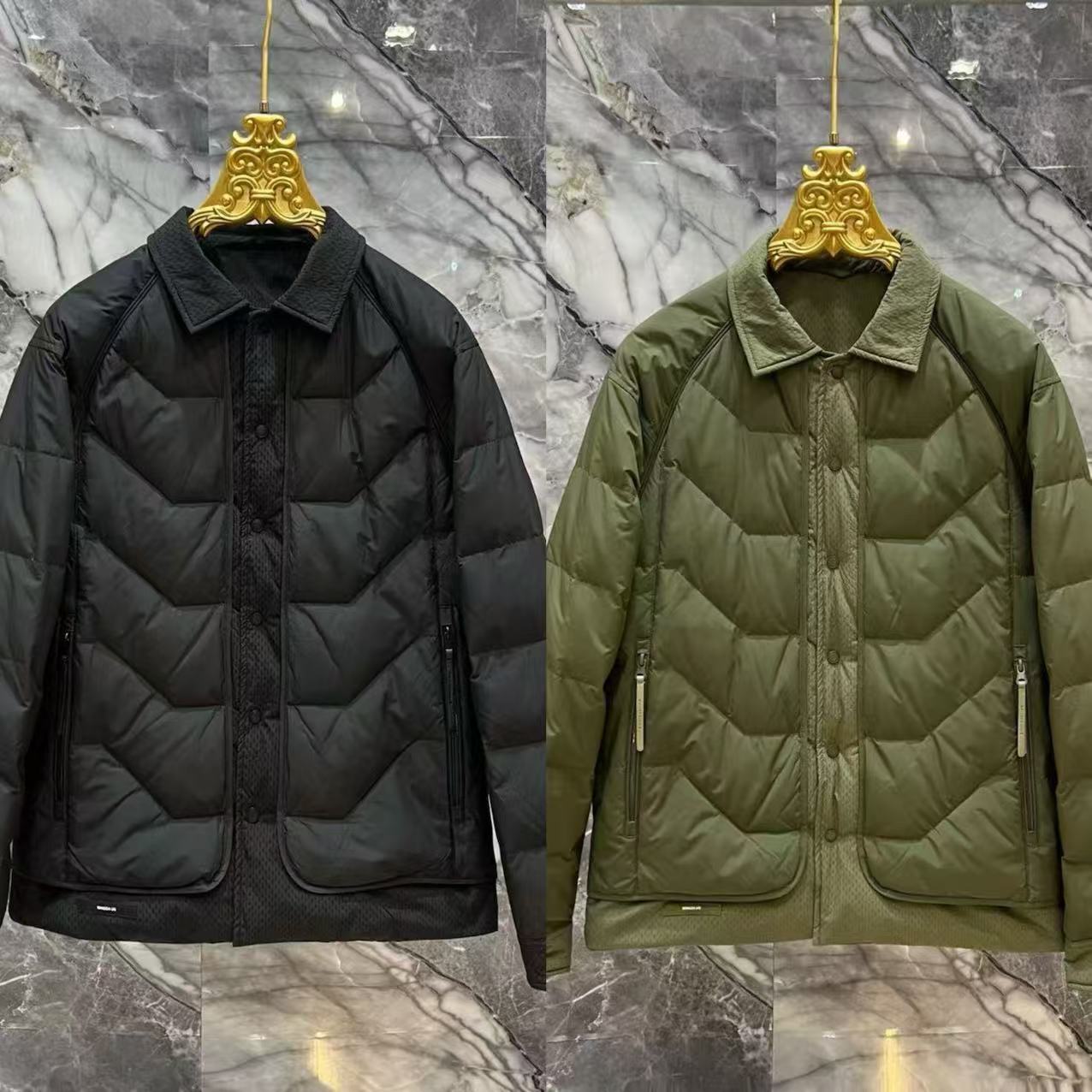 2【F】冬季时尚简约百搭拼接加厚夹克8528