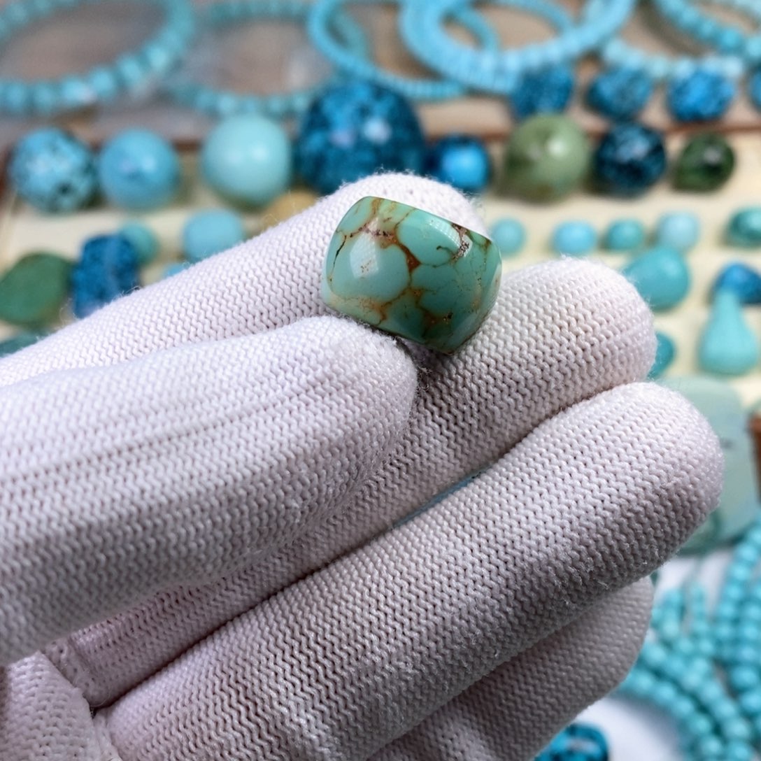 绿松石珠宝奇石未镶嵌鼓珠直径17