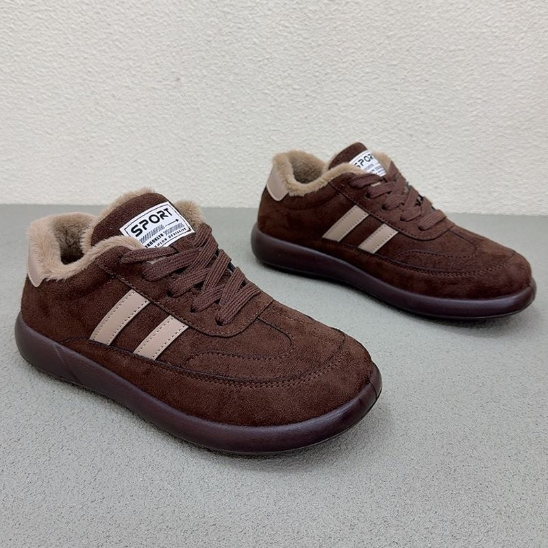 德训鞋女2025冬季新款休闲鞋加绒加厚板鞋保暖防滑毛毛鞋泡芙棉鞋