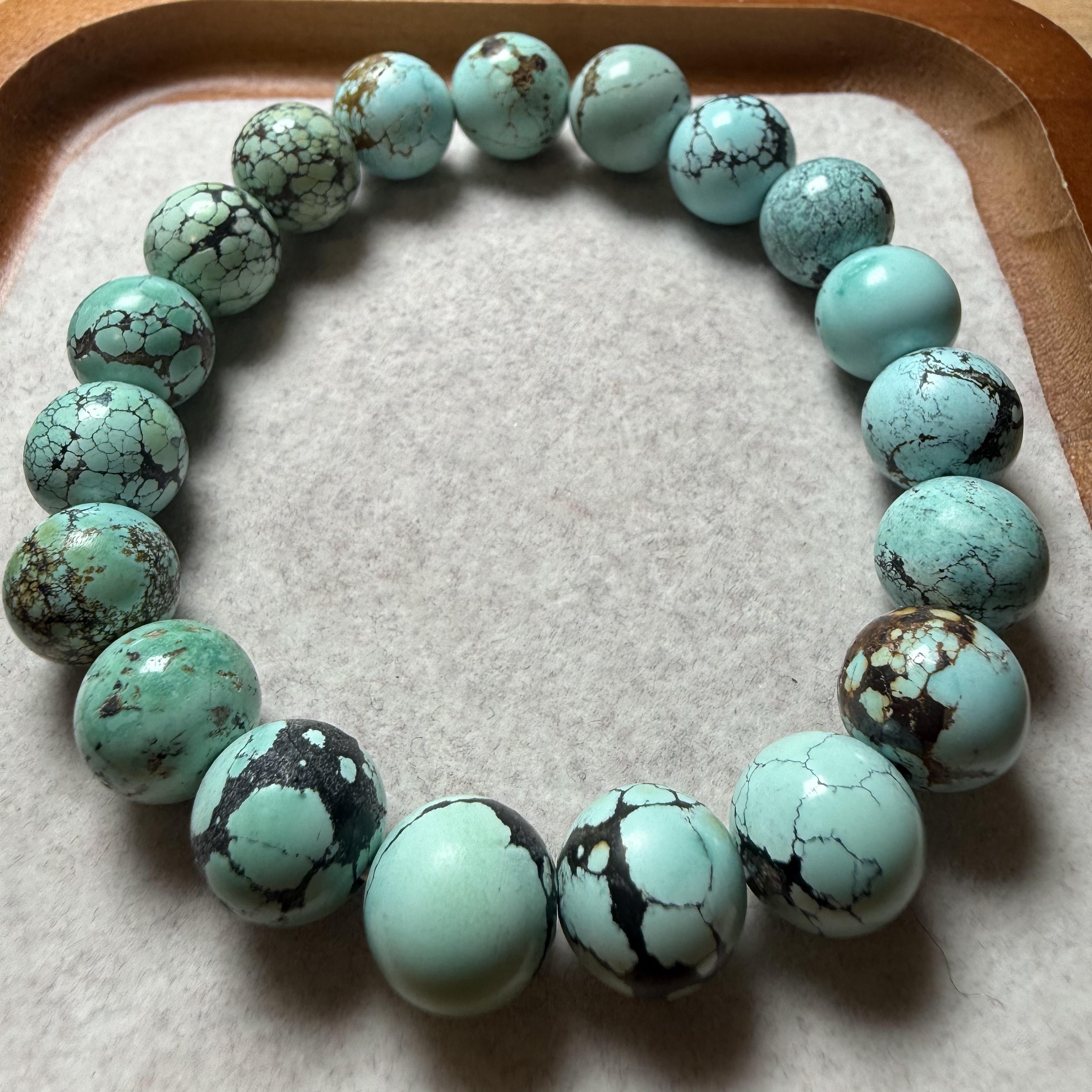 原矿纯天然无优化高瓷绿松石手串11.6mm左右38.9克绿松石首饰时尚