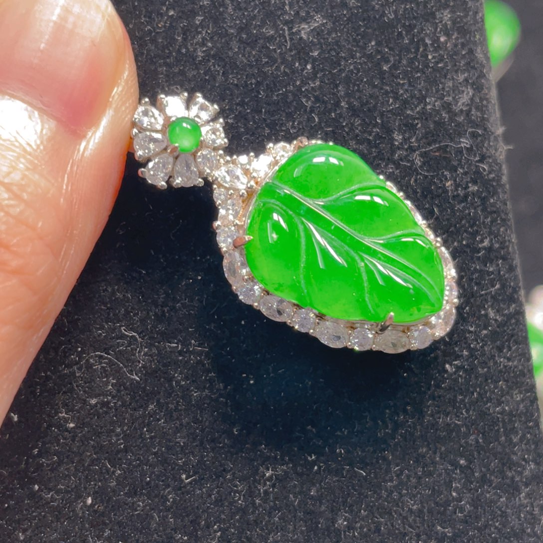 翡翠银S925镶嵌吊坠(不含链)