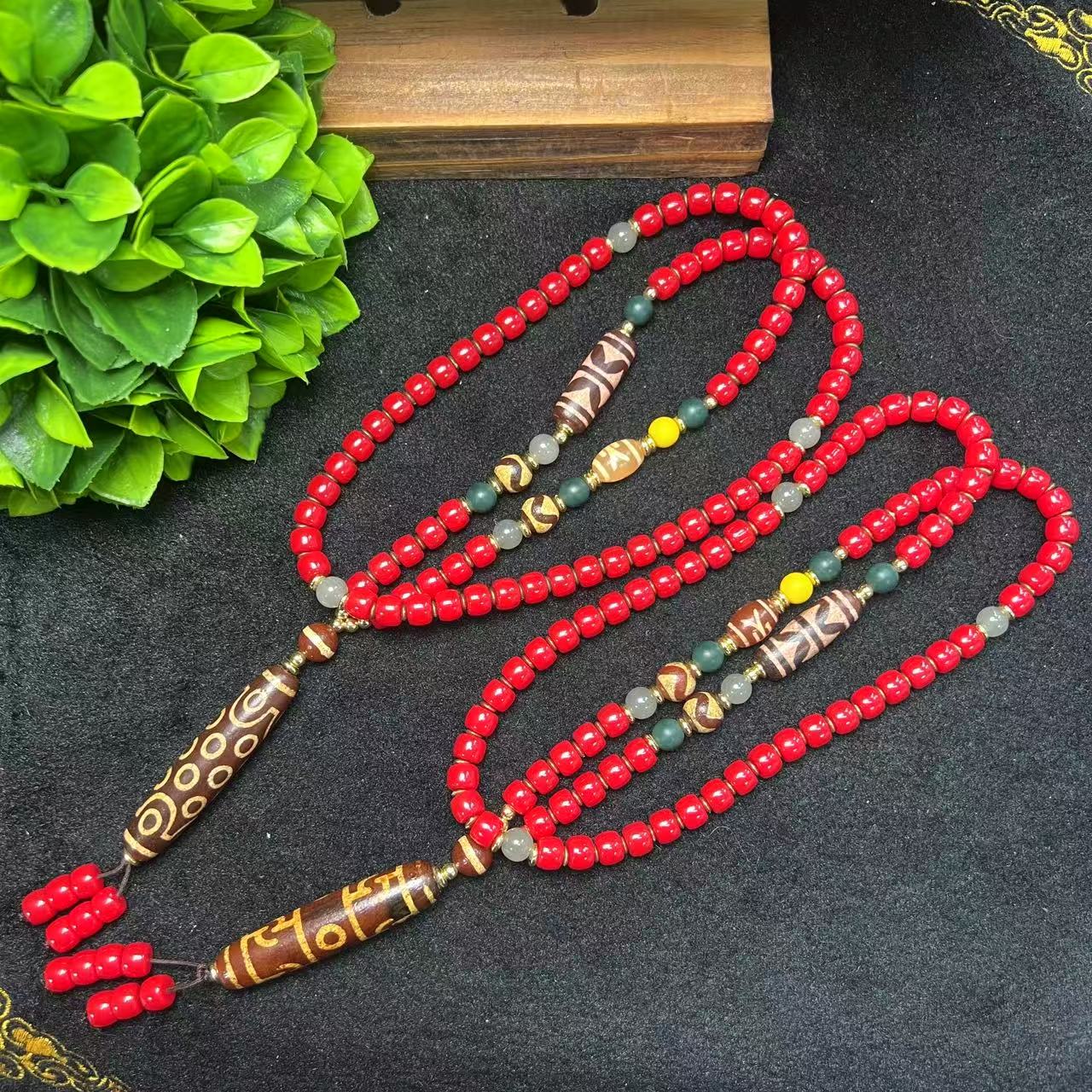 S6975【任会长珠宝】红景天老玛瑙桶珠项链-多样性只发一件