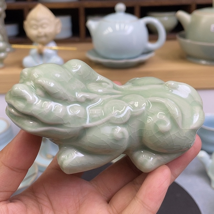 陶瓷杯子微瑕豆绿小貔貅