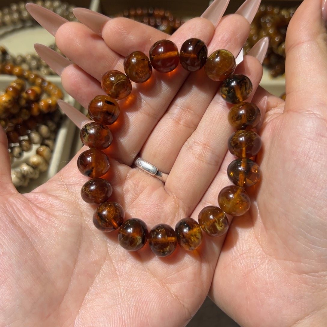 琥珀未镶嵌手链抚顺琥珀12m蜜蜡