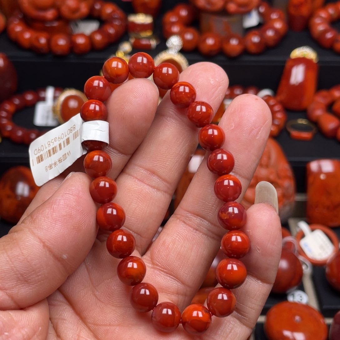 南红玛瑙珠宝奇石未镶嵌单圈8