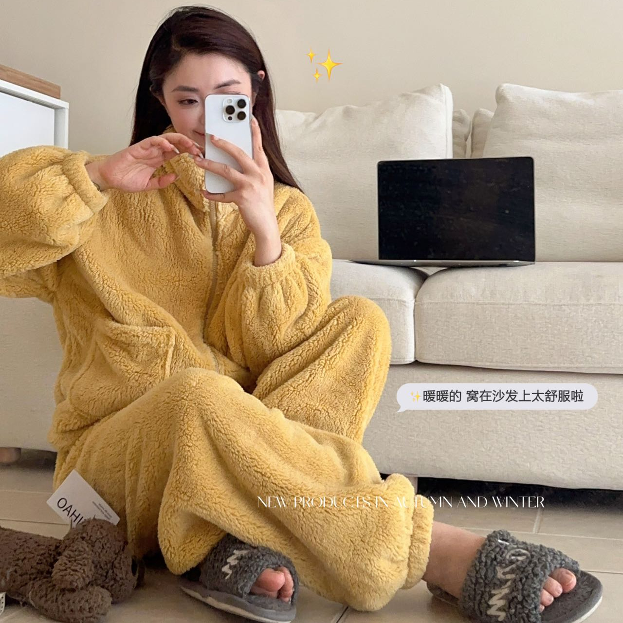 珊瑚绒韩版立领可外穿睡衣女