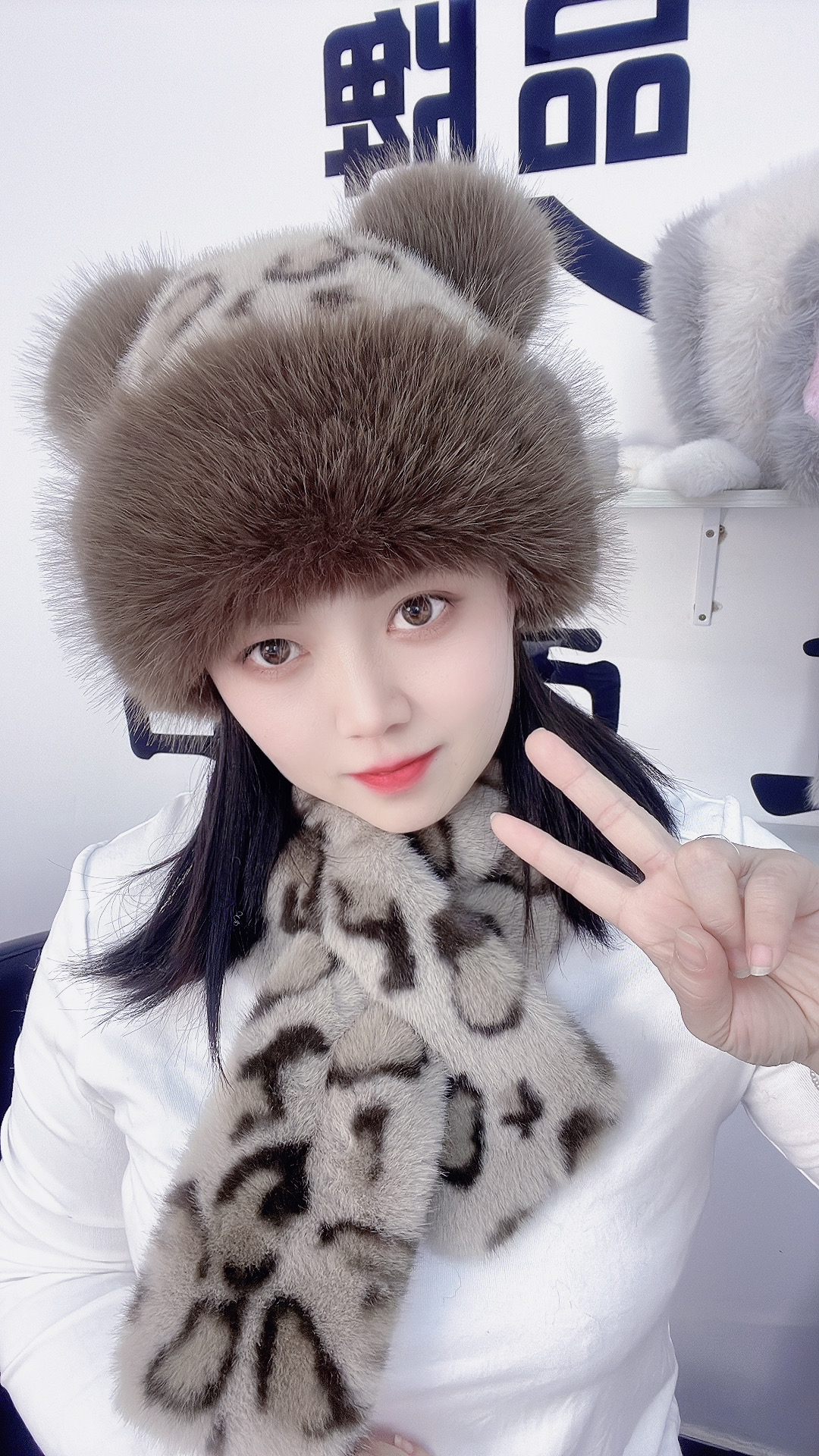 秋冬甜美可爱时尚保暖公主风加绒帽子仿水貂狐狸毛绒网红帽子