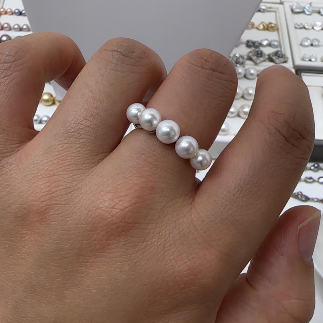 银S925镶嵌戒指淡水珍珠