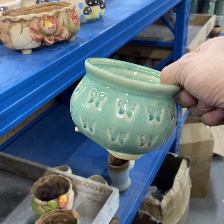 陶瓷花盆单场满9.9发9.5*7.5浅绿