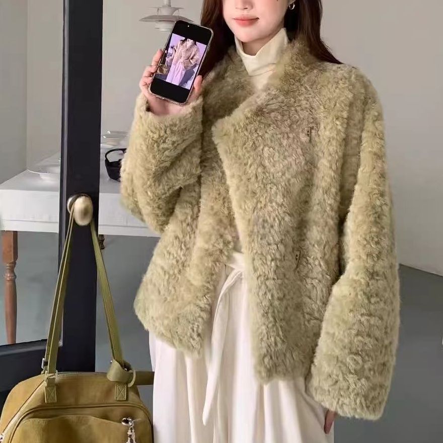 KIKI严选：8820-1-1+9家欧货南油秋冬牛角扣毛毛小众时尚轻奢外套