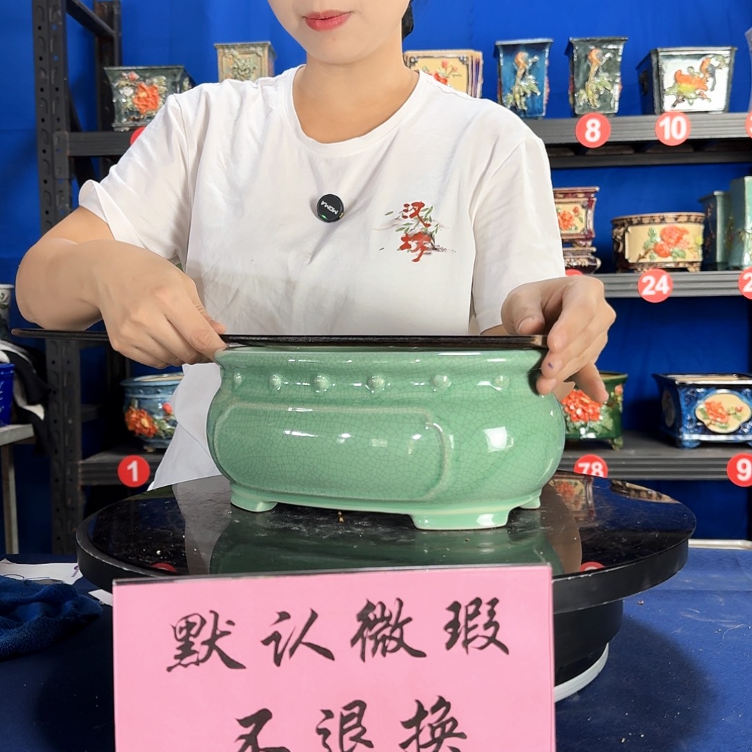 527浅绿微瑕外口长25内深10