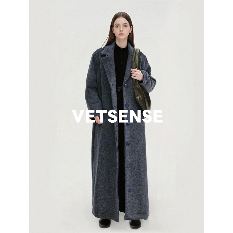复古风纯羊毛超长款大衣女秋冬季韩版宽松保暖外套