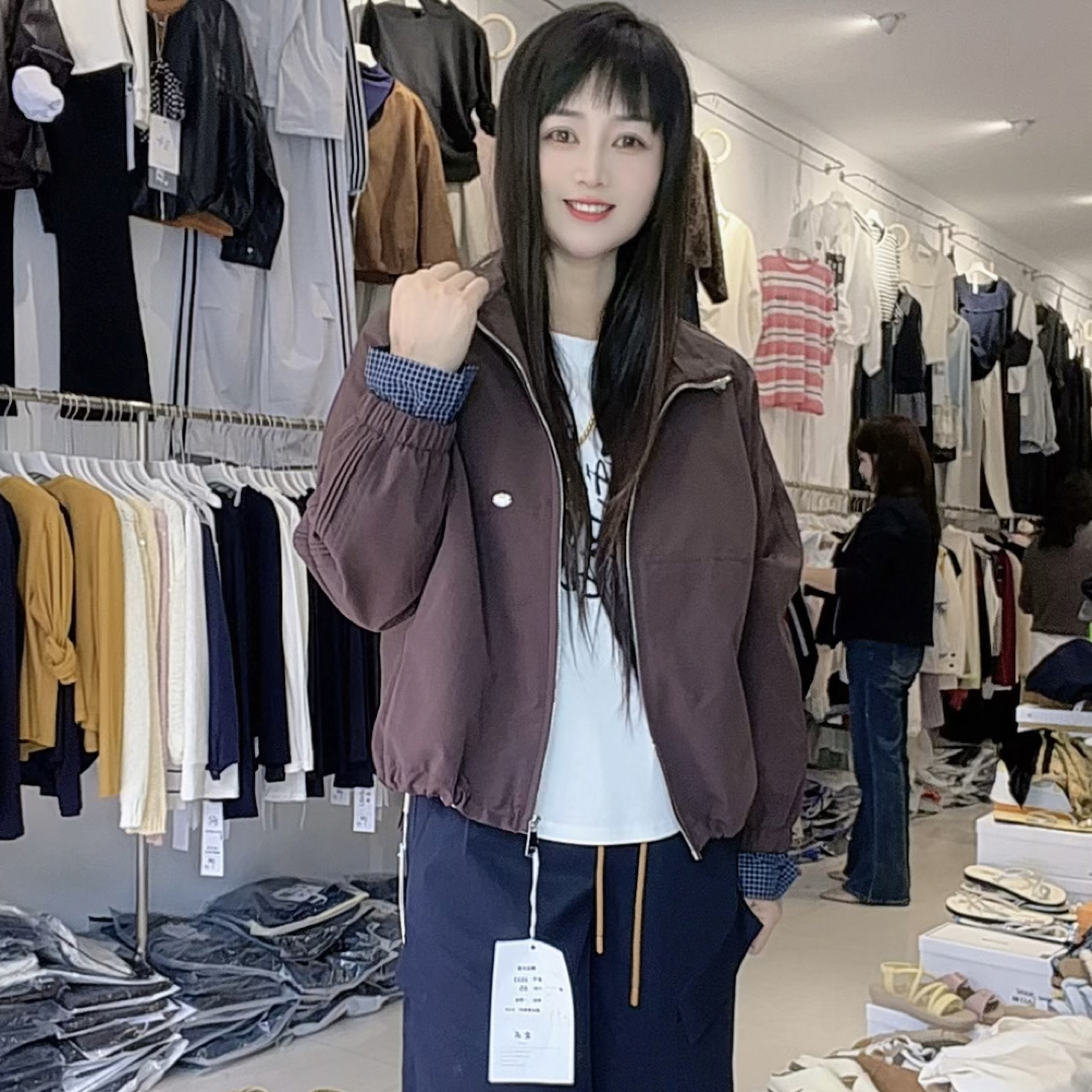 韩版高级感撞色拼接休闲夹克外套2025秋季新款立领棒球服女