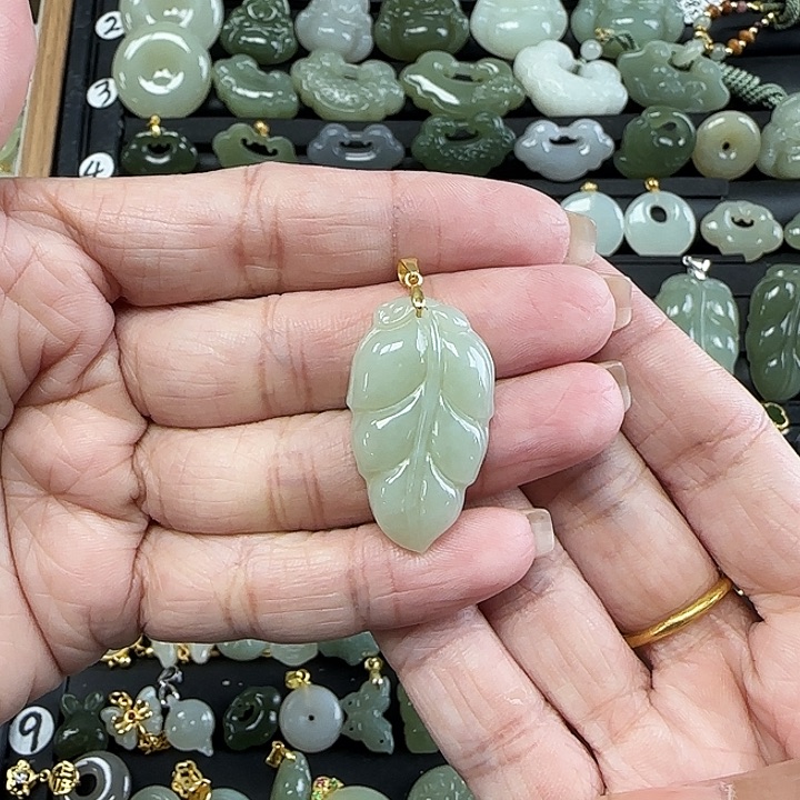 和田玉银S925镶嵌吊坠(不含链)