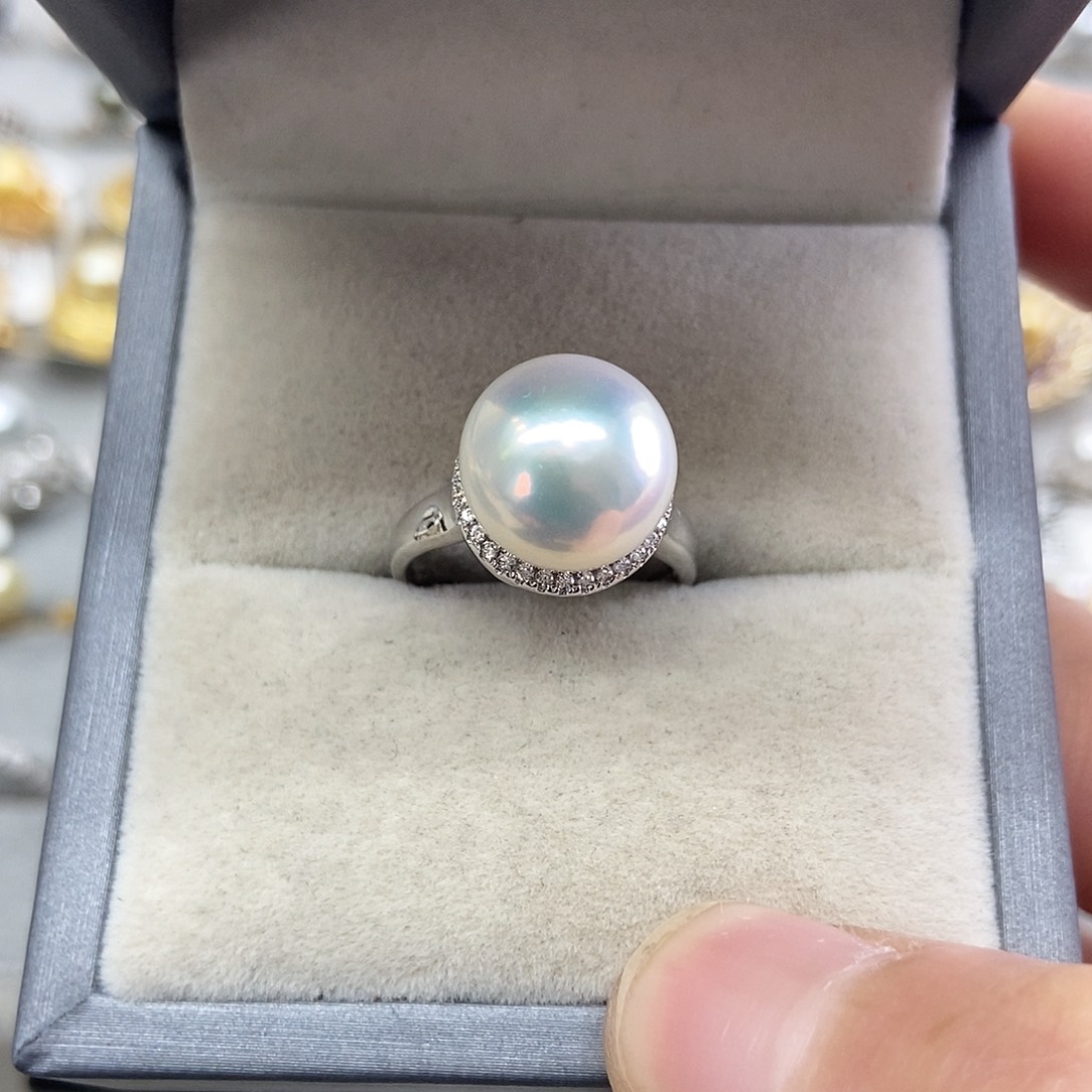 戒指银S925镶嵌淡水珍珠