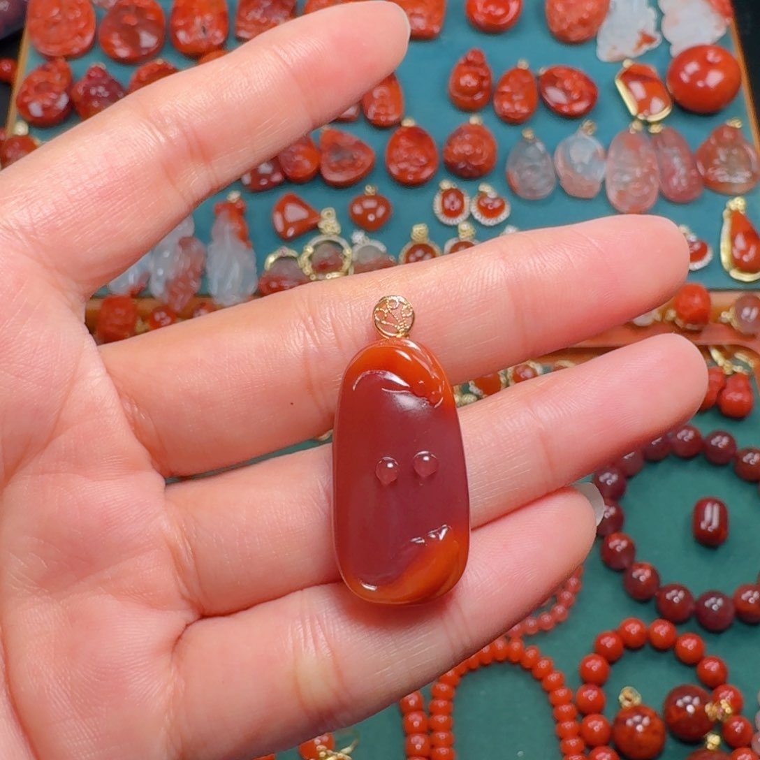 南红玛瑙南红18K金镶嵌