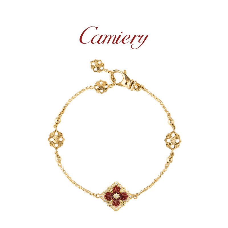 CAMIERY 时尚轻奢拉丝四叶花手链精致百搭