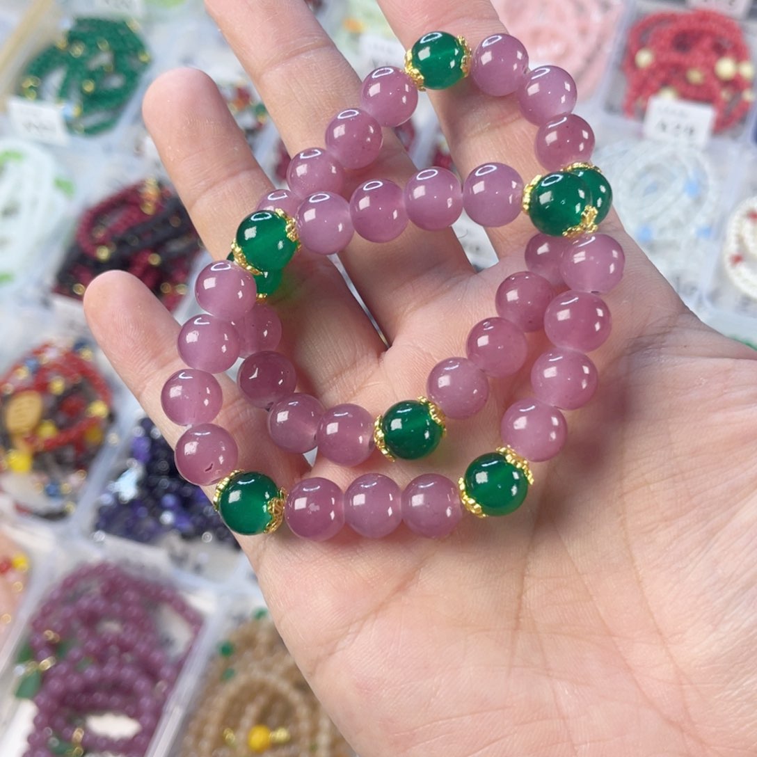 檀香紫檀（小叶紫檀）手串银S925镀金镶嵌