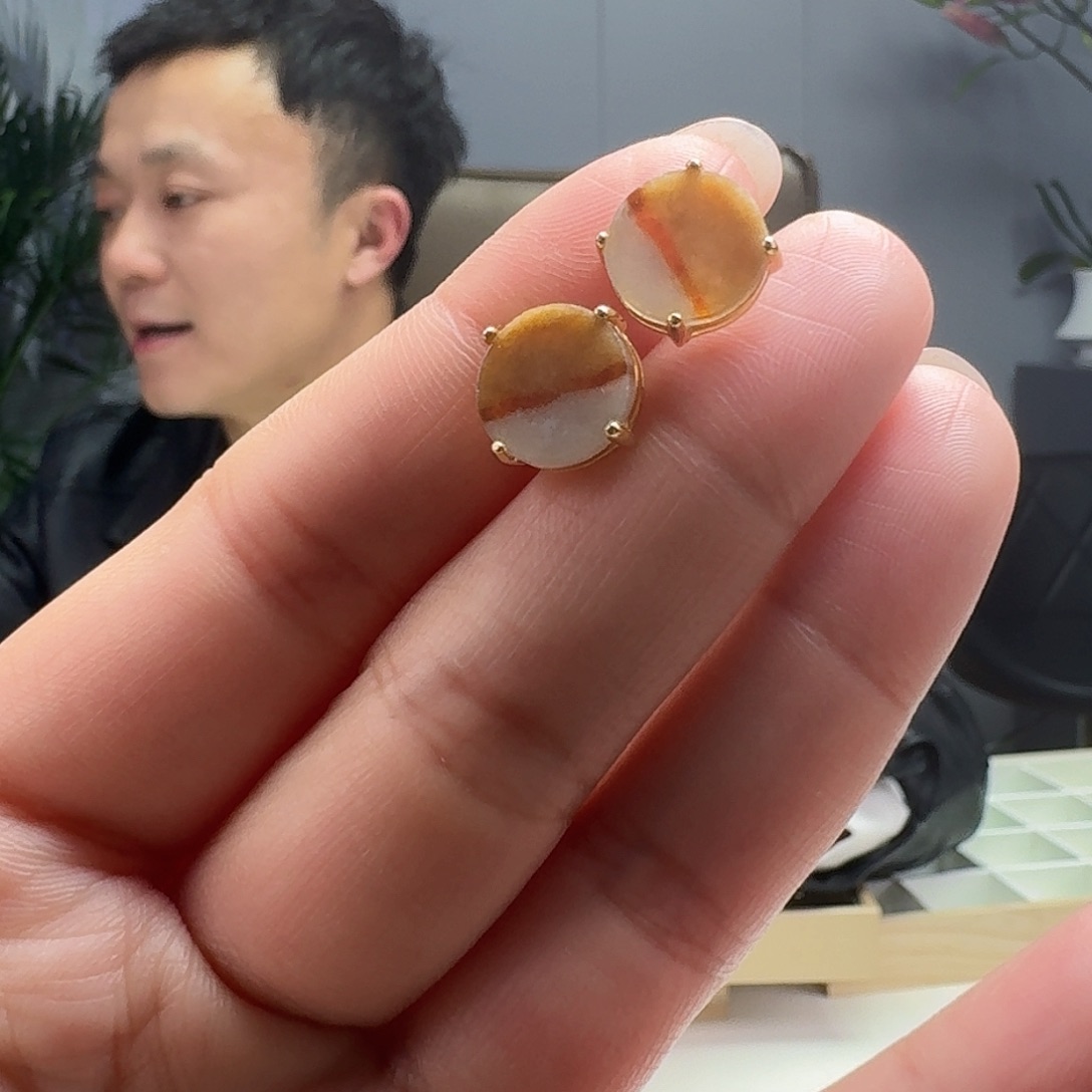 翡翠耳饰银S925镶嵌天然