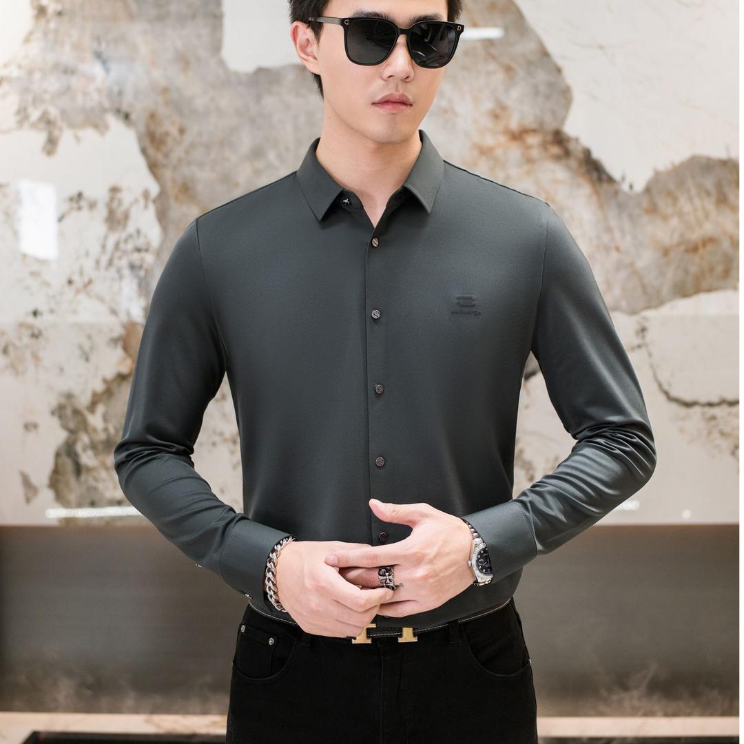 断码清仓绵羊毛-秋冬季男士高端无痕百搭休闲长袖衬衫（832）