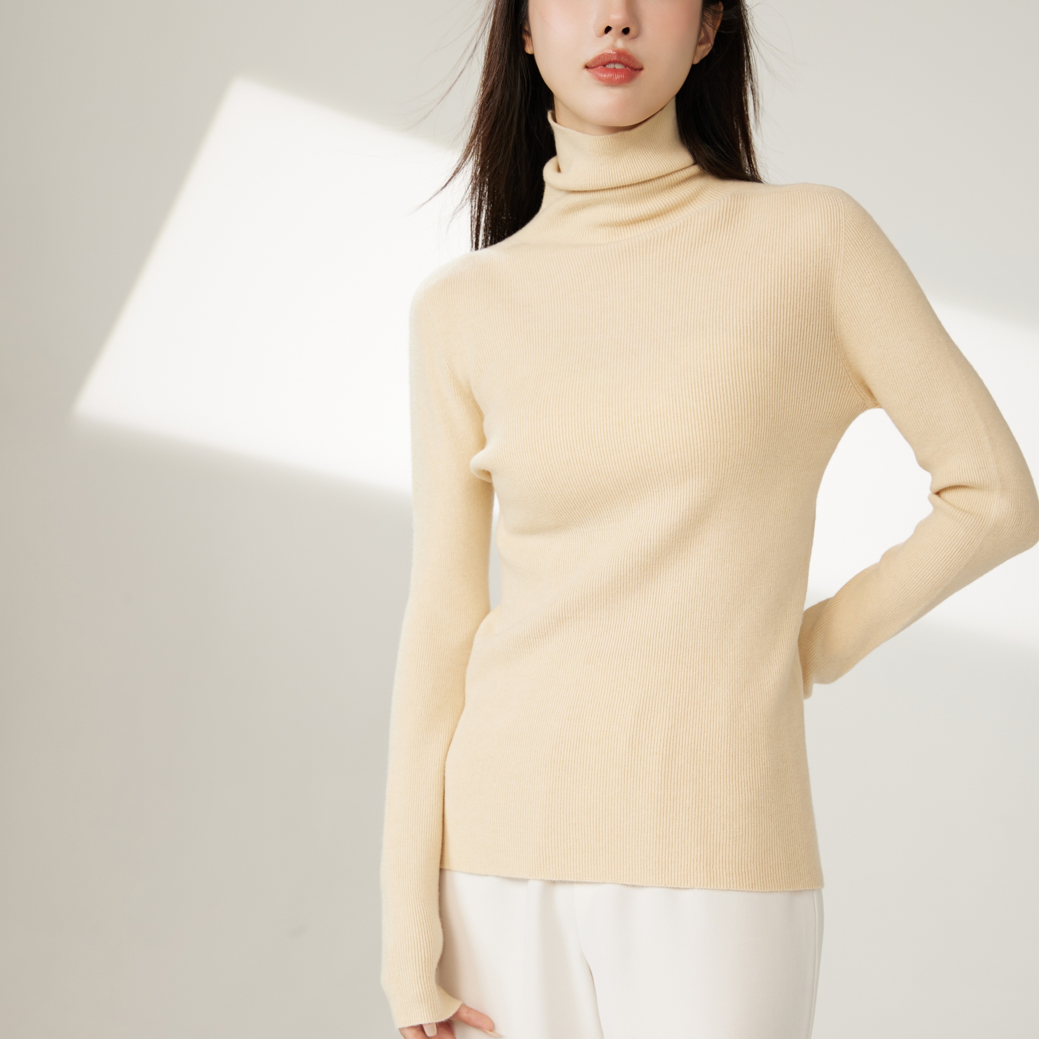 一线成衣打底衫 自由领 堆堆领/两翻领 岛精无缝一线成衣