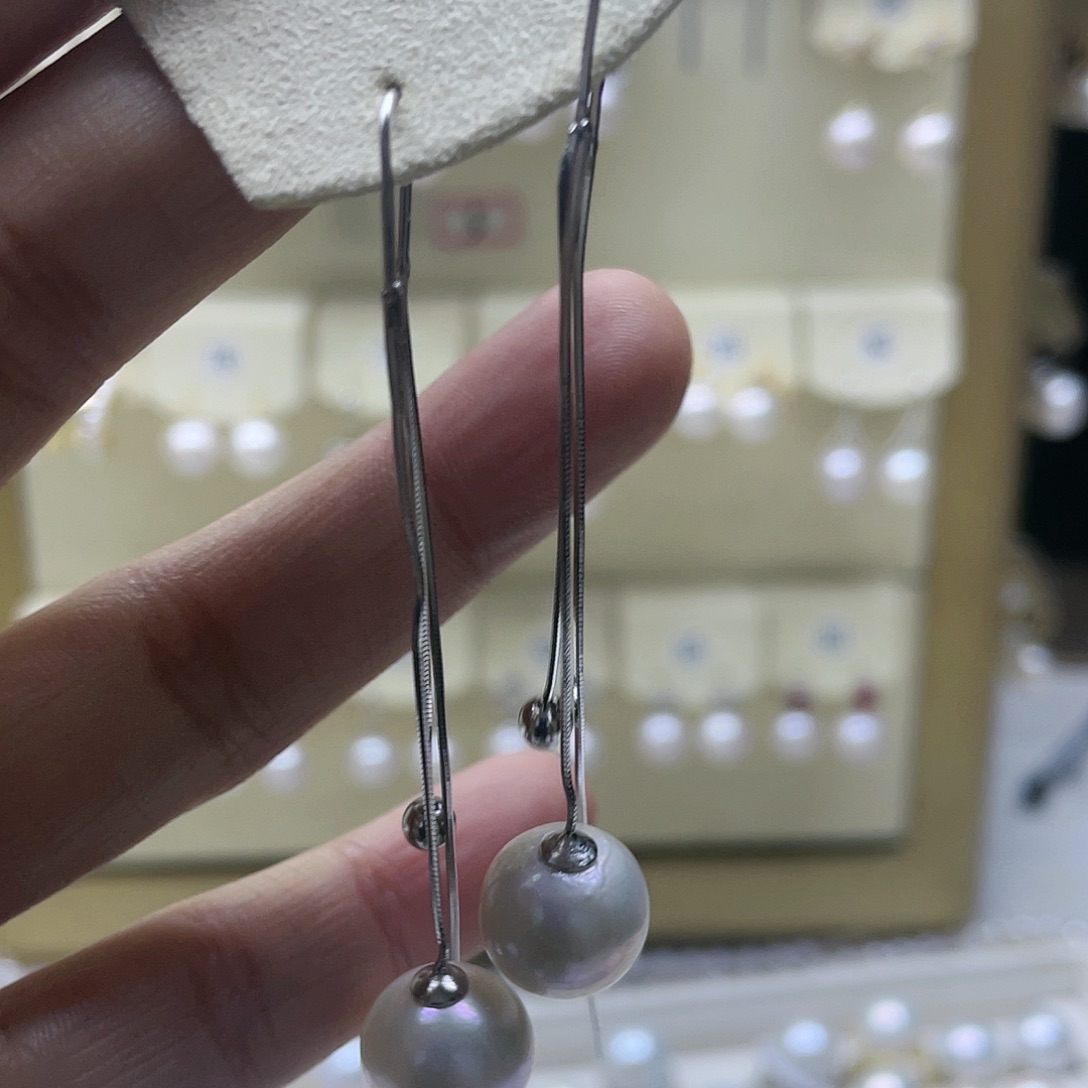 淡水珍珠耳饰银S925镶嵌