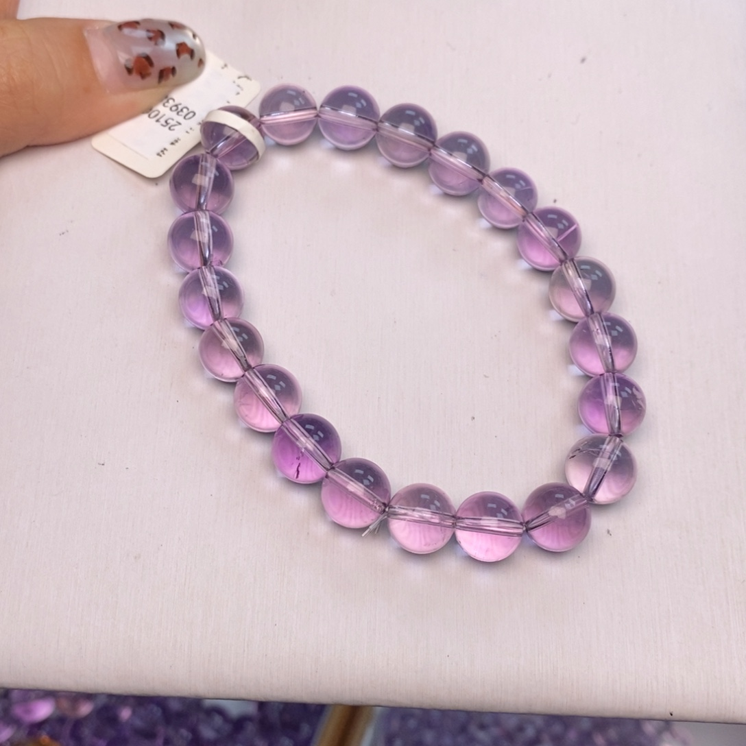 富***做手串未镶嵌水晶近净玻紫9.2克10 B60