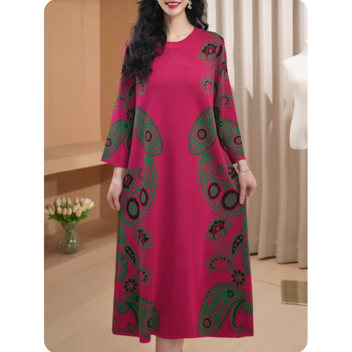 [TL13]腰果新品女士宽松连衣裙中长款休闲女装1ZL01CZ013