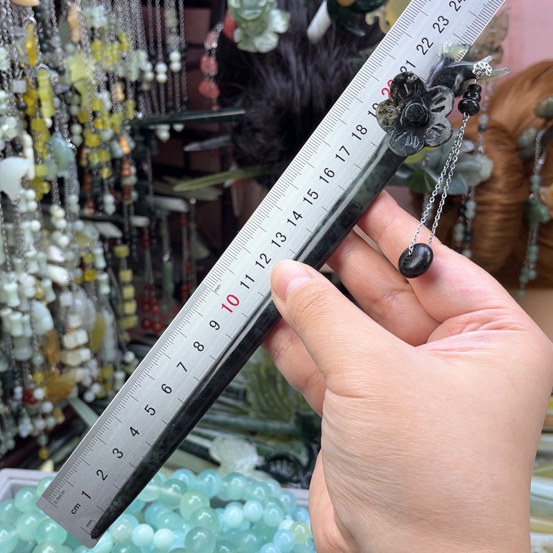 蛇纹石玉发饰未镶嵌默认微瑕岫玉发簪