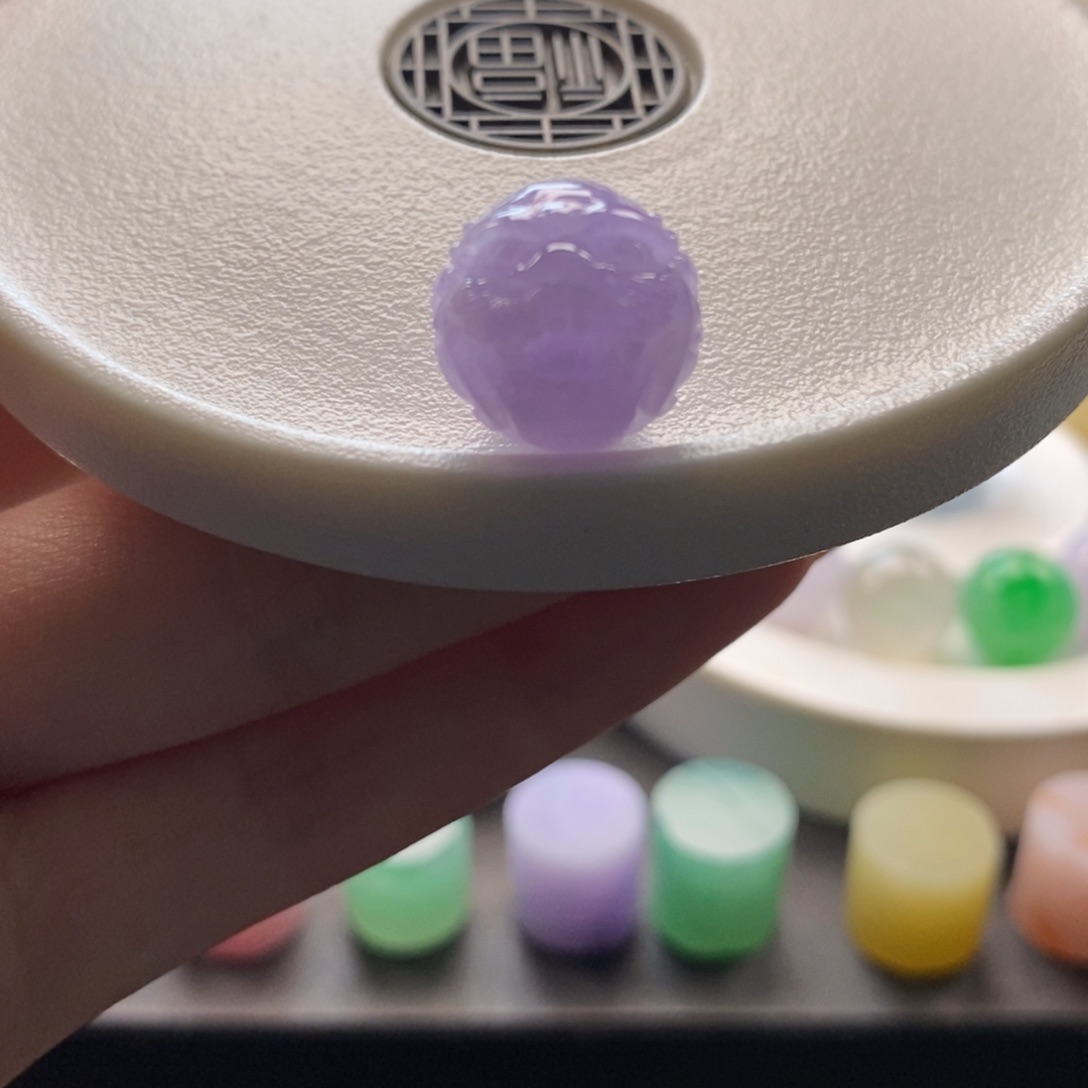 翡翠未镶嵌颈饰紫色龙头雕刻珠卡13