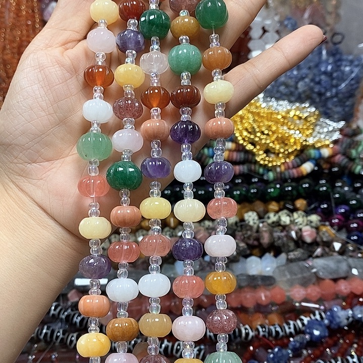 未镶嵌玛瑙/玉髓珠宝半成品多宝南瓜珠卡12mm