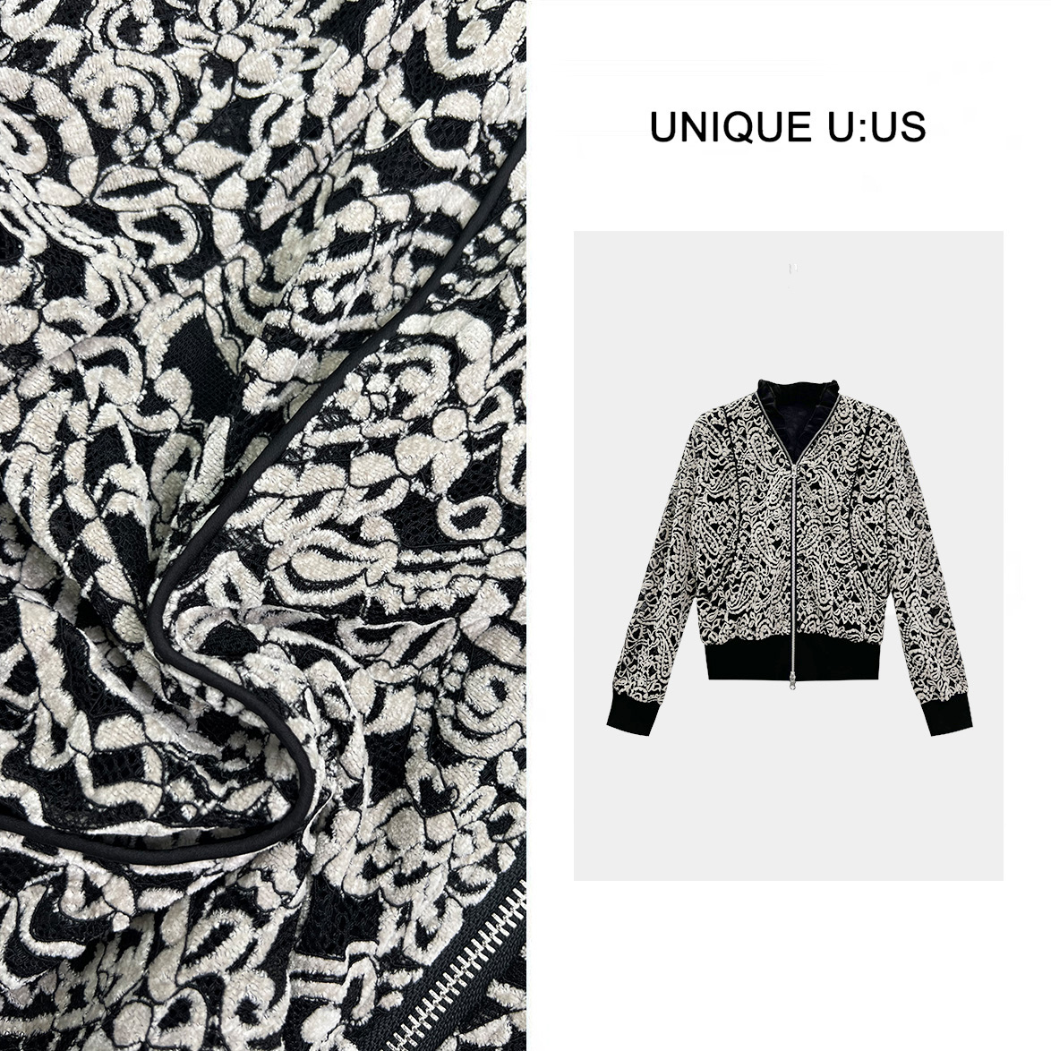 UNIQUE U:US设计师简约气质休闲显瘦百搭拼色女装外套-250150