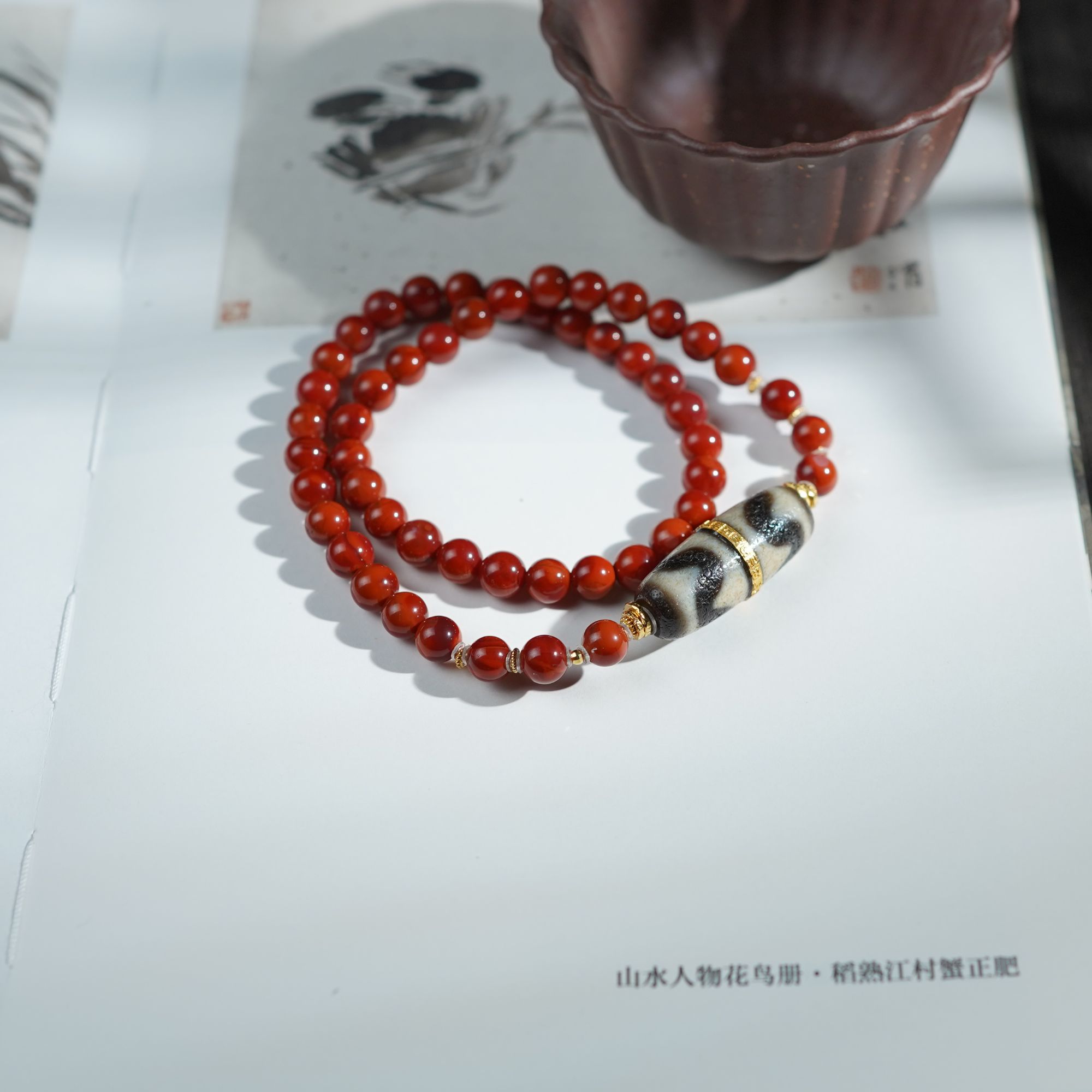 【佩洁】南红*手串*18k金镶嵌