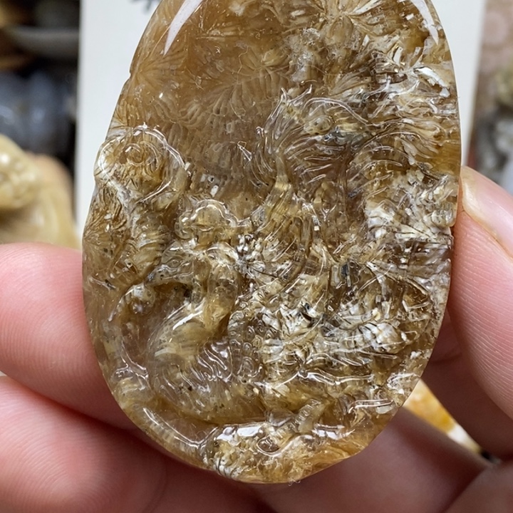 硅化珊瑚（珊瑚玉）未镶嵌颈饰有瑕